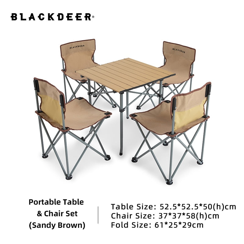 BLACKDEER 4 pcs Chair and 1 pcs Table Outdoor Aluminum alloy Folding Table and Chair Set Camping Picnic Portable Supplies