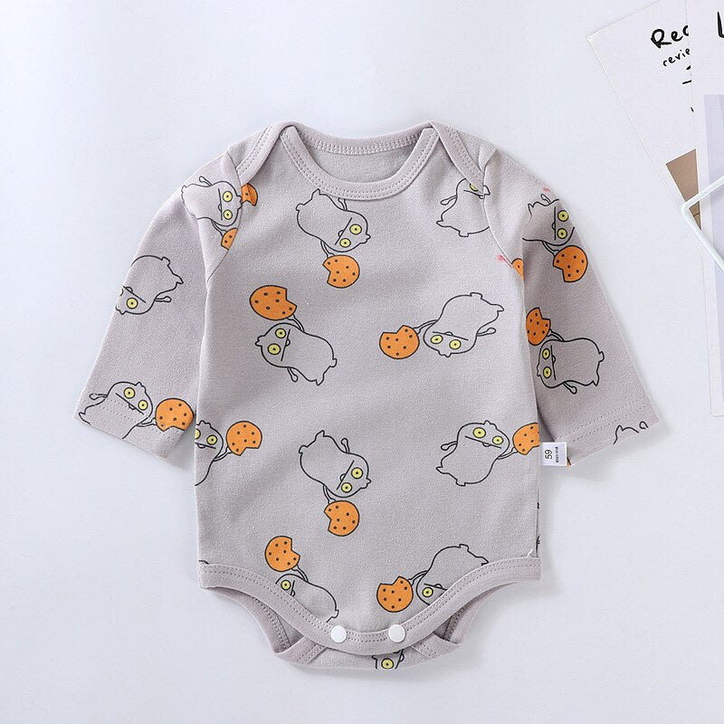 Newborn Baby Romper 100% Cotton Girls Boys Cute Cartoon Animal Stripe Cloth for Kids Long Sleeve Autumn Rompers Jumpsuit Outfits