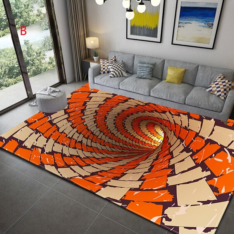 wangart 3D Vortex Illusion Carpet Entrance Door Floor Mat Abstract Geometric Optical Doormat Non-slip Floor Mat Living Room