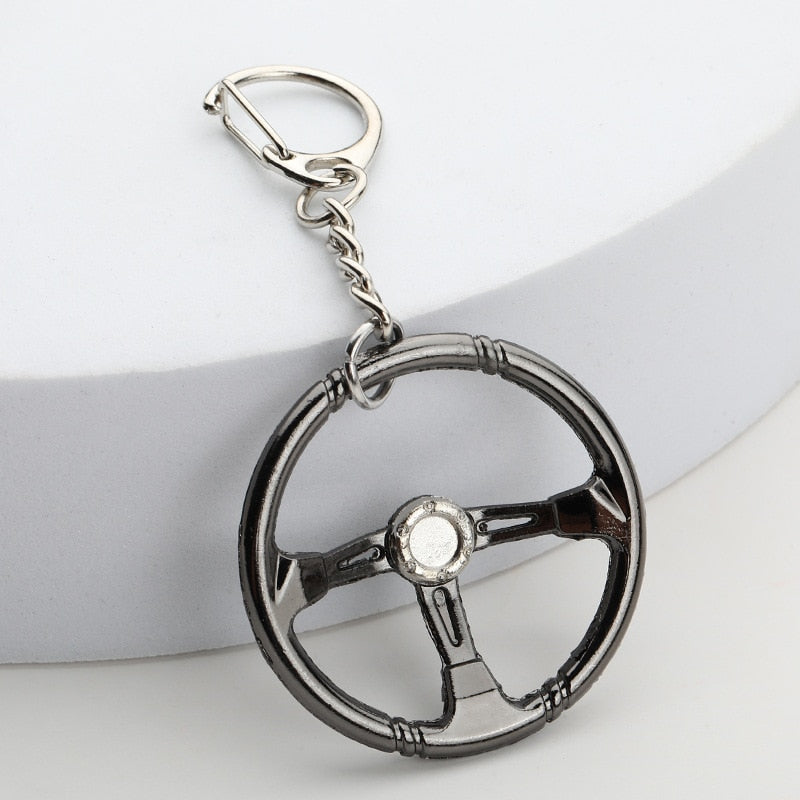 Hot Selling Racing Steering Wheel Personality Modified Car Key Chain Steering Wheel Creative Model Metal Key Chain