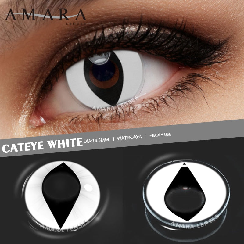 AMARA Cosplay Color Contact Lenses for Eyes Anime Eye Lenses 1Pair White Black Lenses Contact Lenses Cosmetic Color Lens Eyes