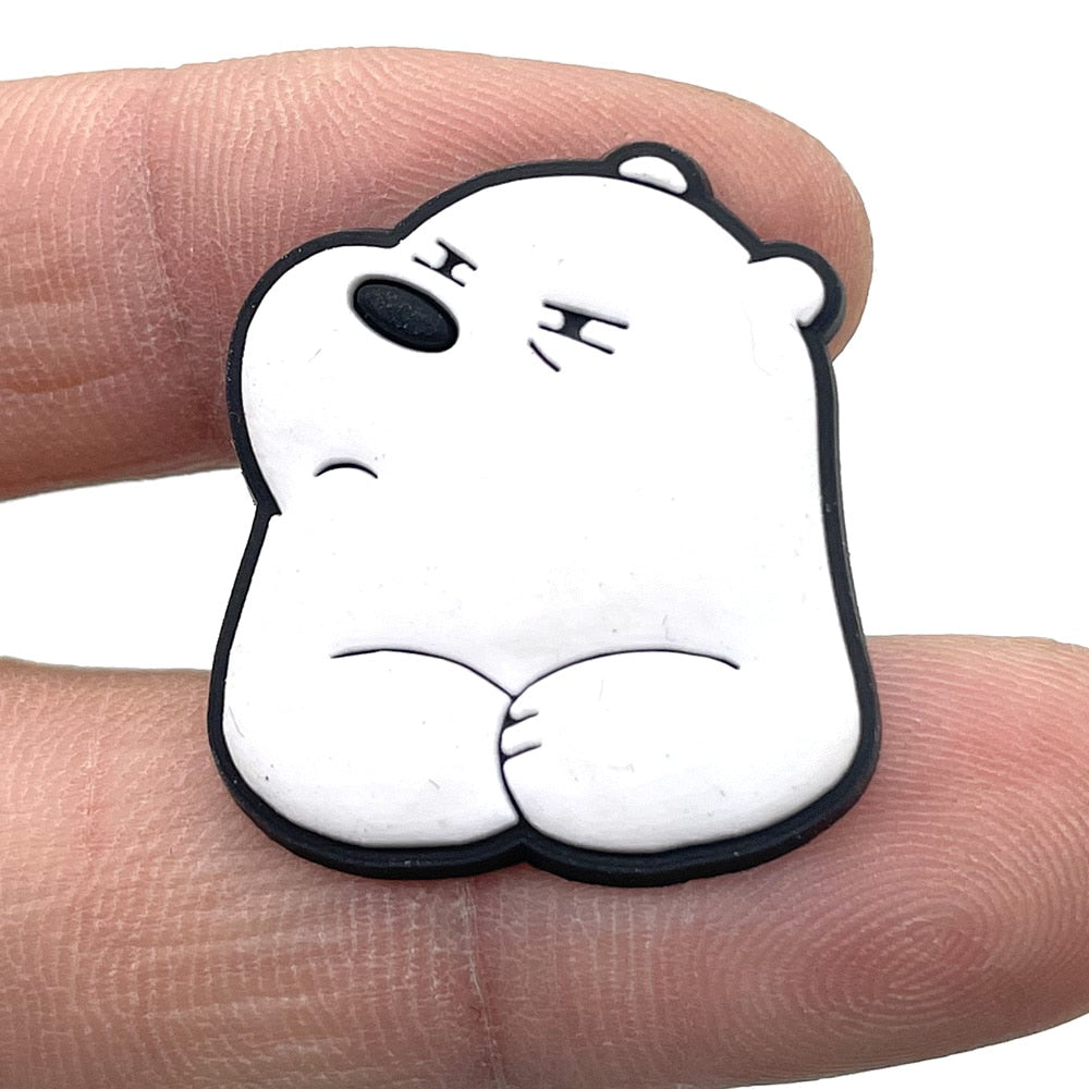 Hot 1pcs Jibz Cartoon brown bear/panda/white bear DIY Shoe Charms PVC Accessory Garden Croc clogs Shoe Buckle kids Gifts