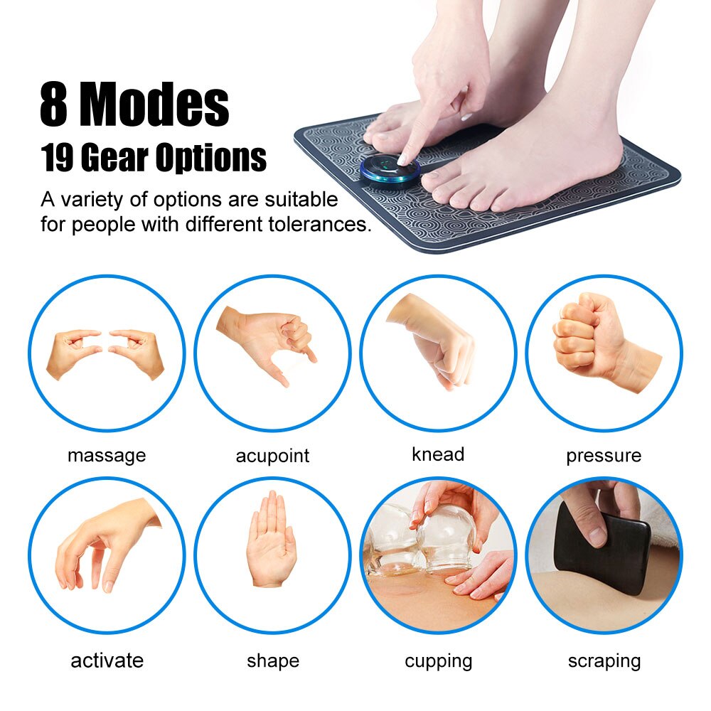 Electric EMS Foot Massager Pad Portable Foldable Massage Mat Relax Tool Electronic Acupuncture Point Meridian Energy Massage Pen