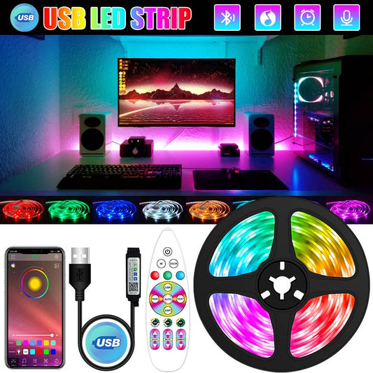 WIFI 5050 RGB Bluetooth Led Strip Lights 1M-30M 5V USB led strip TV BackLight Room Decoration Led Tape Diode Flexible Ribbon