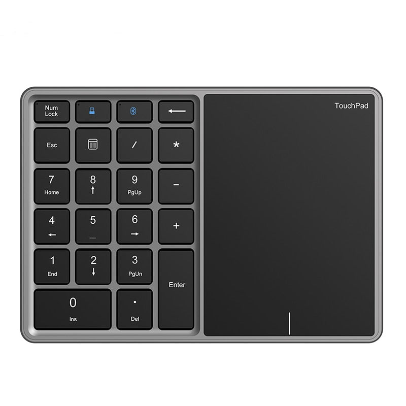 USB+Bluetooth Numeric Keypad with Touchpad Wireless Digital Keyboard for Mac OS Accounting Windows IOS 22 Keys Number Keypad