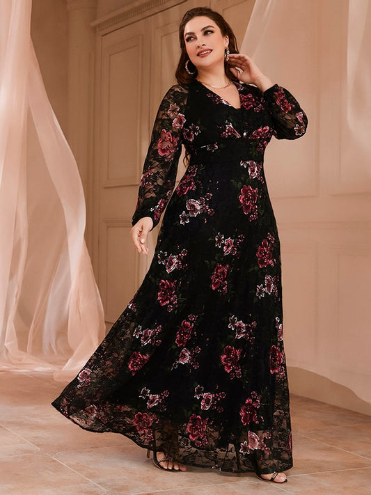 TOLEEN Women's Plus Size Large Dresses 2022 Spring Chic Elegant Long Sleeve Floral Boho Party Evening Festival Turkish Clothing