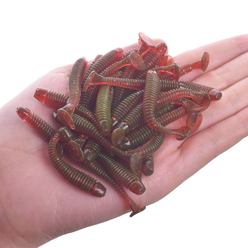 20/50pcs Worms Soft Bait Jigging Wobblers Silicone Artificial Swimbait 0.8g 5cm Spiral Tail Fishing Lure  Bass Carp Pesca Tackle