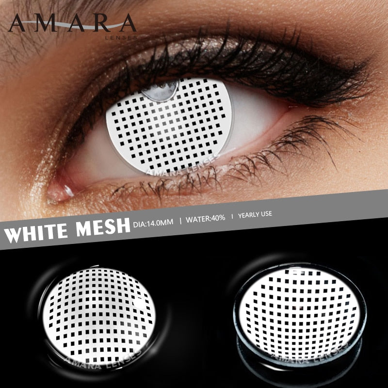 AMARA Cosplay Color Contact Lenses for Eyes Anime Eye Lenses 1Pair White Black Lenses Contact Lenses Cosmetic Color Lens Eyes