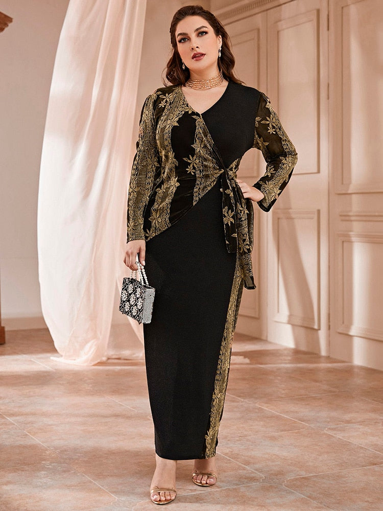 TOLEEN Women Plus Size Large Maxi Dresses 2022 Autumn Winter Long Sleeve Chic Elegant Muslim Turkish Party Evening Robe Clothing