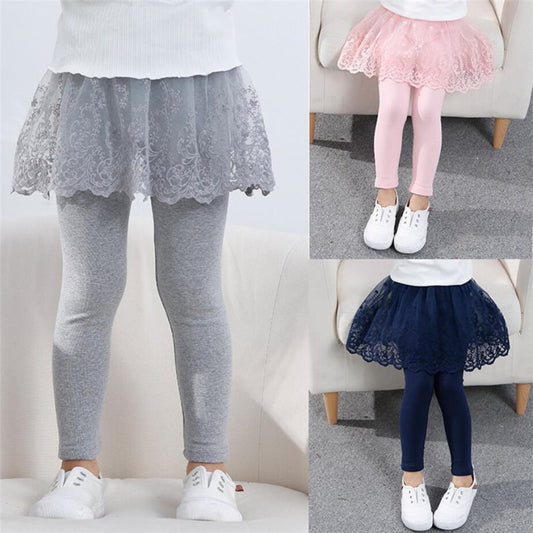 2022 Cotton Baby Girls Leggings Lace Princess Skirt-pants Spring Autumn Children Slim Skirt Trousers for 2-7 Years Kids Clothes