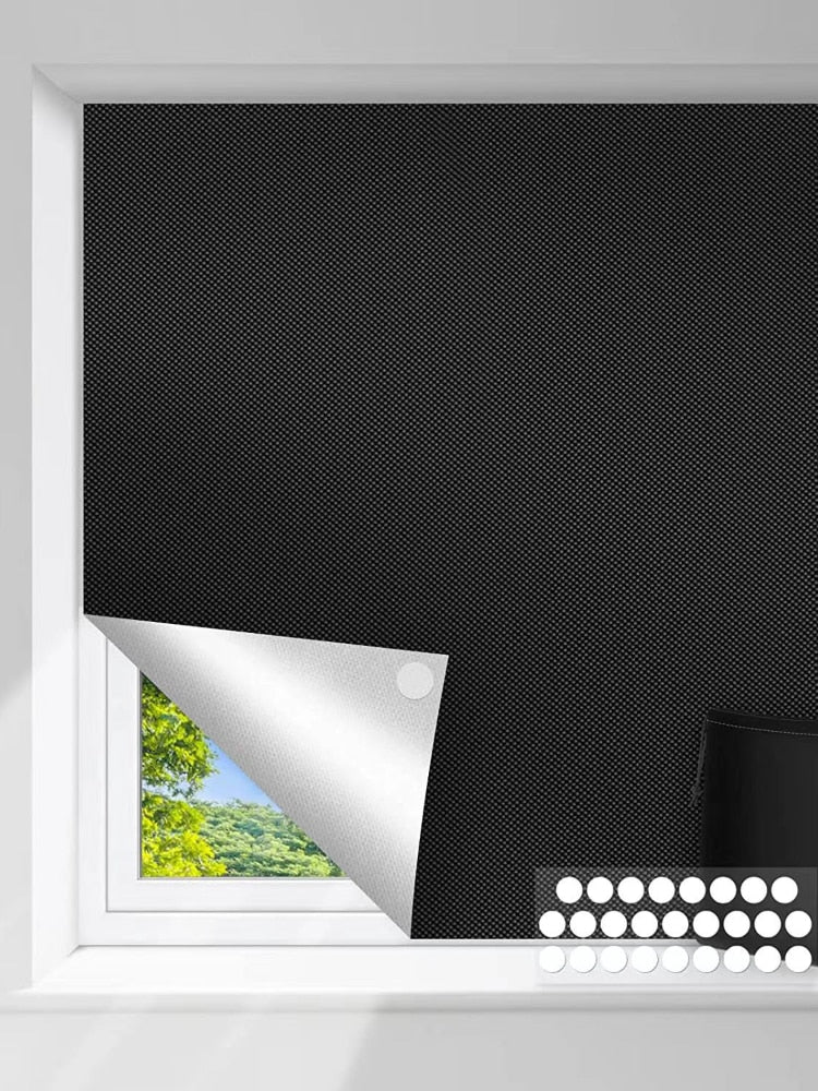 Portable Travel Blackout Curtain Non-perforated Temporary Curtain Nano-adhesive Full-blackout Silver-coated Black Cloth Curtain