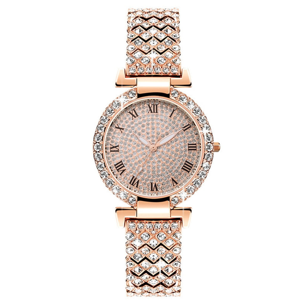 Diamond Women Watches Gold Watch Ladies Wrist Watches Luxury Brand Rhinestone Women's Bracelet Watches Female Relogio Feminino