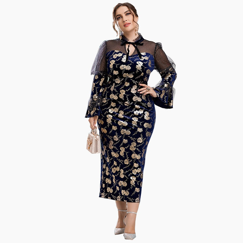 TOLEEN Women's Plus Size Large Maxi Dresses 2022 Spring Luxury Designer Chic Elegant Long Sleeve Evening Party Festival Clothing