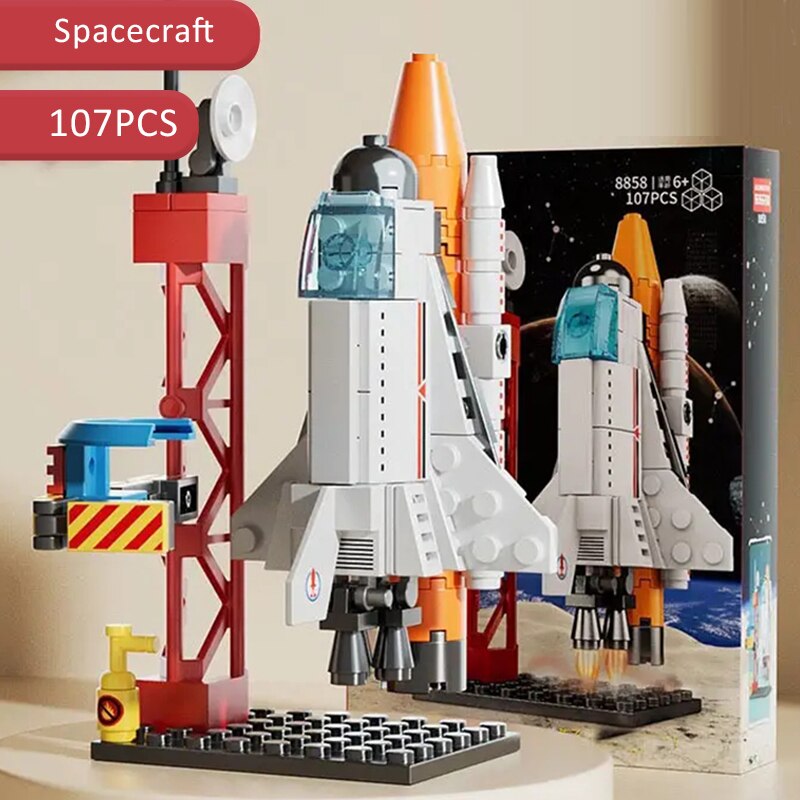 Aviation Spaceport Model Space Shuttle Rocket Launch Center Construction Building Blocks Spaceship Kids Bricks Creative Toys