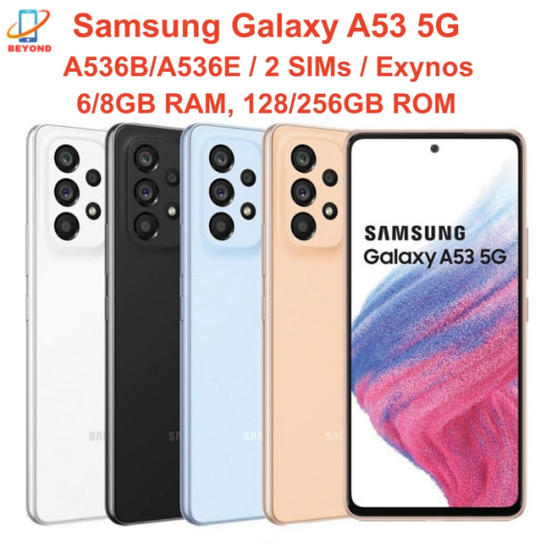 Samsung Galaxy A53 5G A536B/DS A536E/DS Dual Sim 6.5" 6/12GB 8/256GB Octa Core Exynos NFC Super AMOLED Original Cell Phone