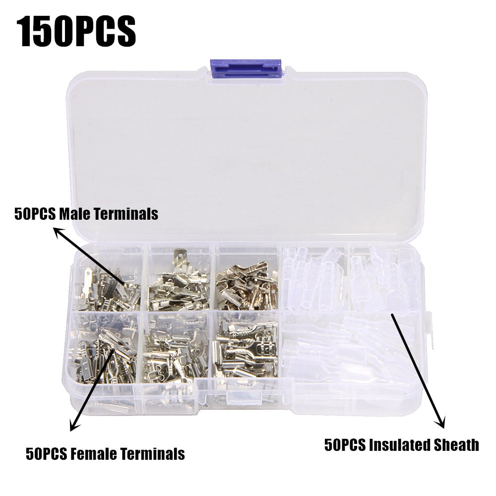 270Pcs 2.8mm 4.8mm 6.3mm Plug Spring Female Male Spade Cold Crimp Terminals Connector Car Speaker Electrical Wire Connectors Set