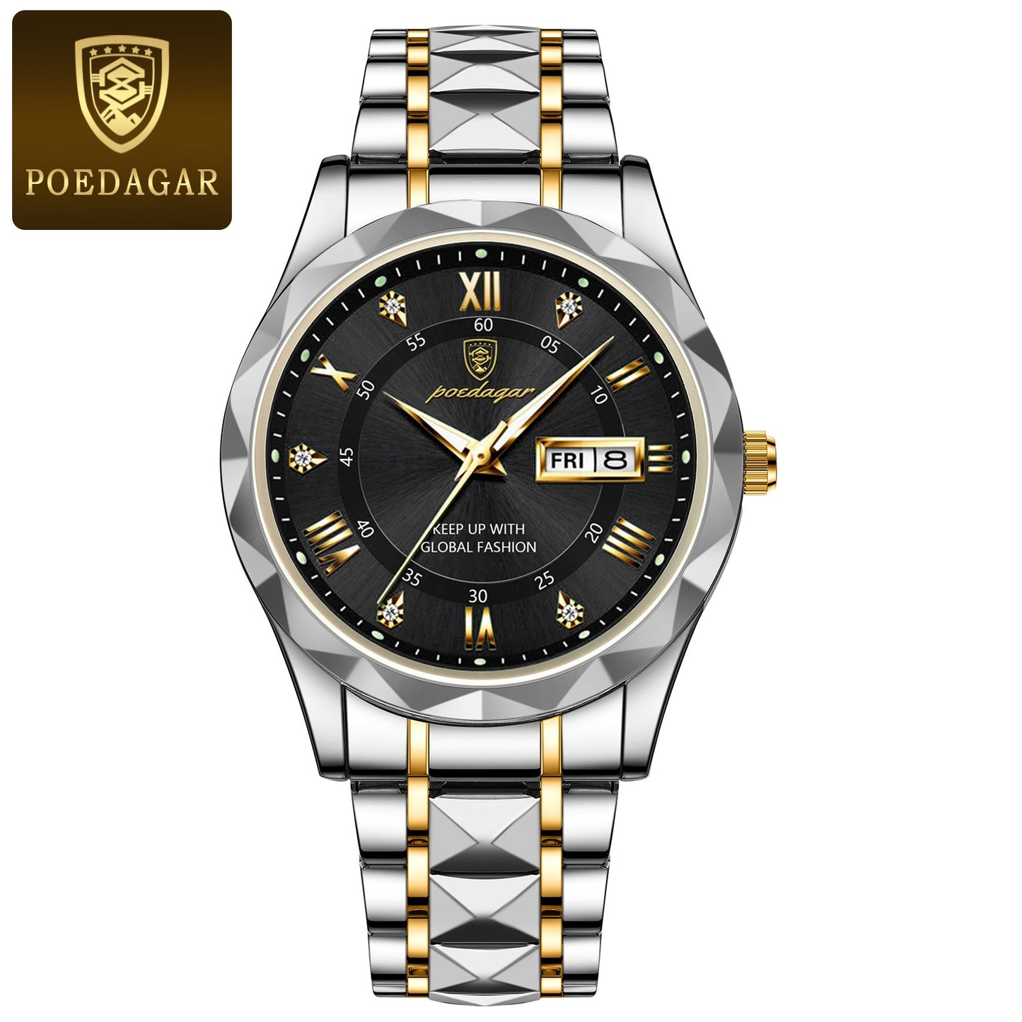 POEDAGAR Luxury Men Watches Business Top Brand Man Wristwatch Waterproof Luminous Date Week Quartz Men's Watch High Quality+Box