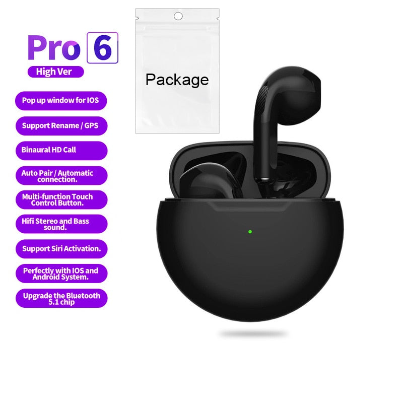 Pro6 TWS E7S Wireless Headphones Bluetooth Earphones PRO4 Headsets with Mic Sport Noise Cancelling Mini Earbuds For Xiaomi Redmi