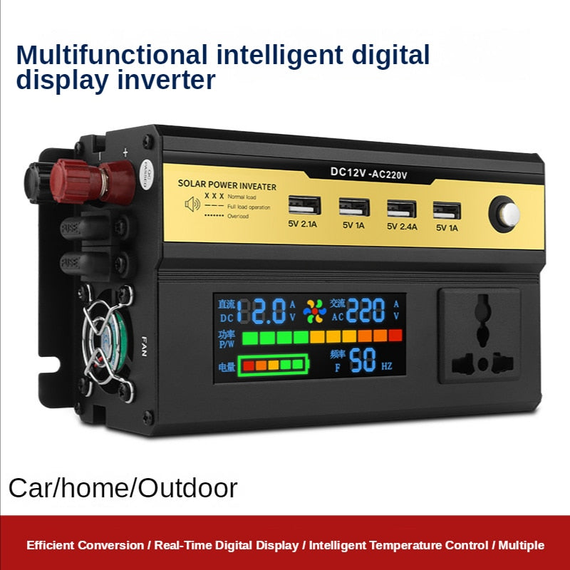 Correction Chord Wave on-board Inverter 1000W/2000W12VTo110V220V Battery Display Intelligent Display Modified Sine Wave Inverter