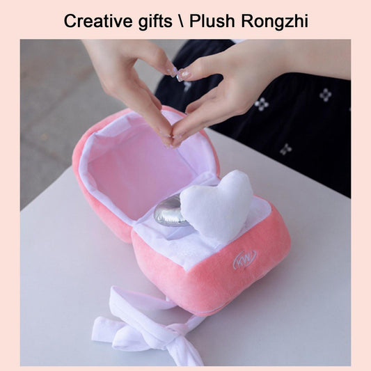 Pink Ring Box Plush Toy Love Diamond Ring Case Toy Stuffed Ring Surprise Gift Box Propose Memory Wedding Gift for Women T5P9