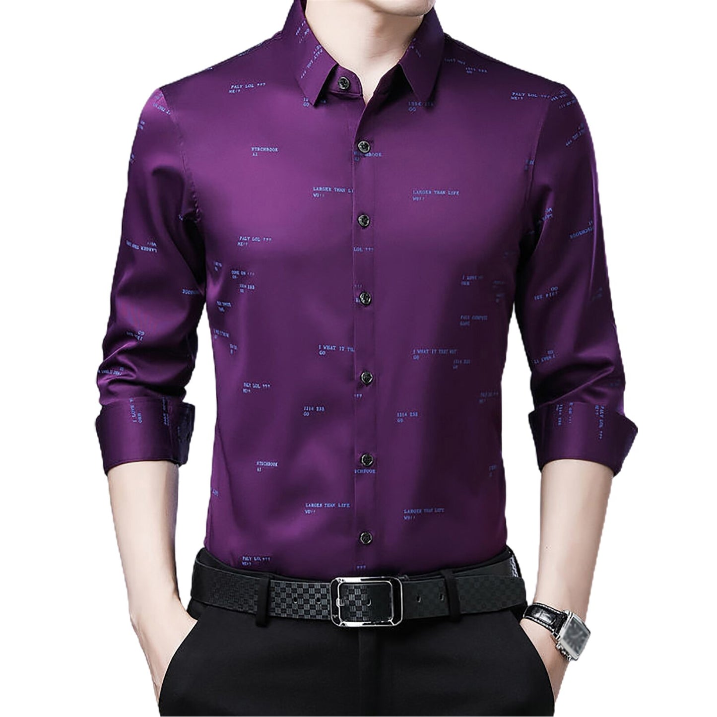 Slim Men Shirt Plaid Turn-down Collar Single-breasted Formal Dress Shirt Spring Slim Male Polo Shirt Business Camisa T-shirt