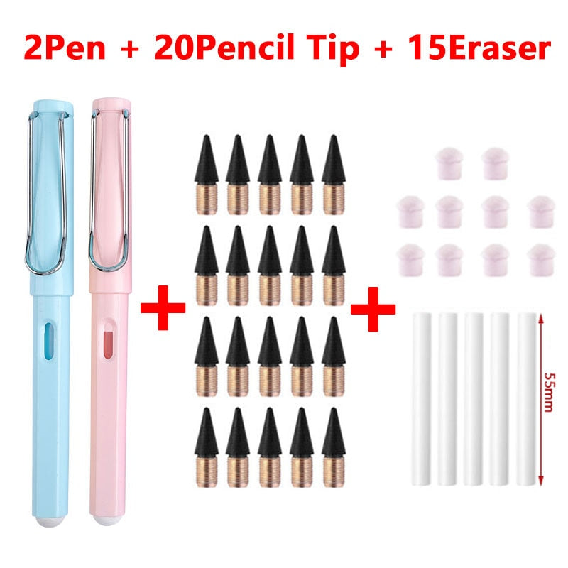 37/53PCS/Set Eternal Pencil Double Eraser  Pencils Art Sketch Painting Design Tools School Supplies School Stationery Gifts