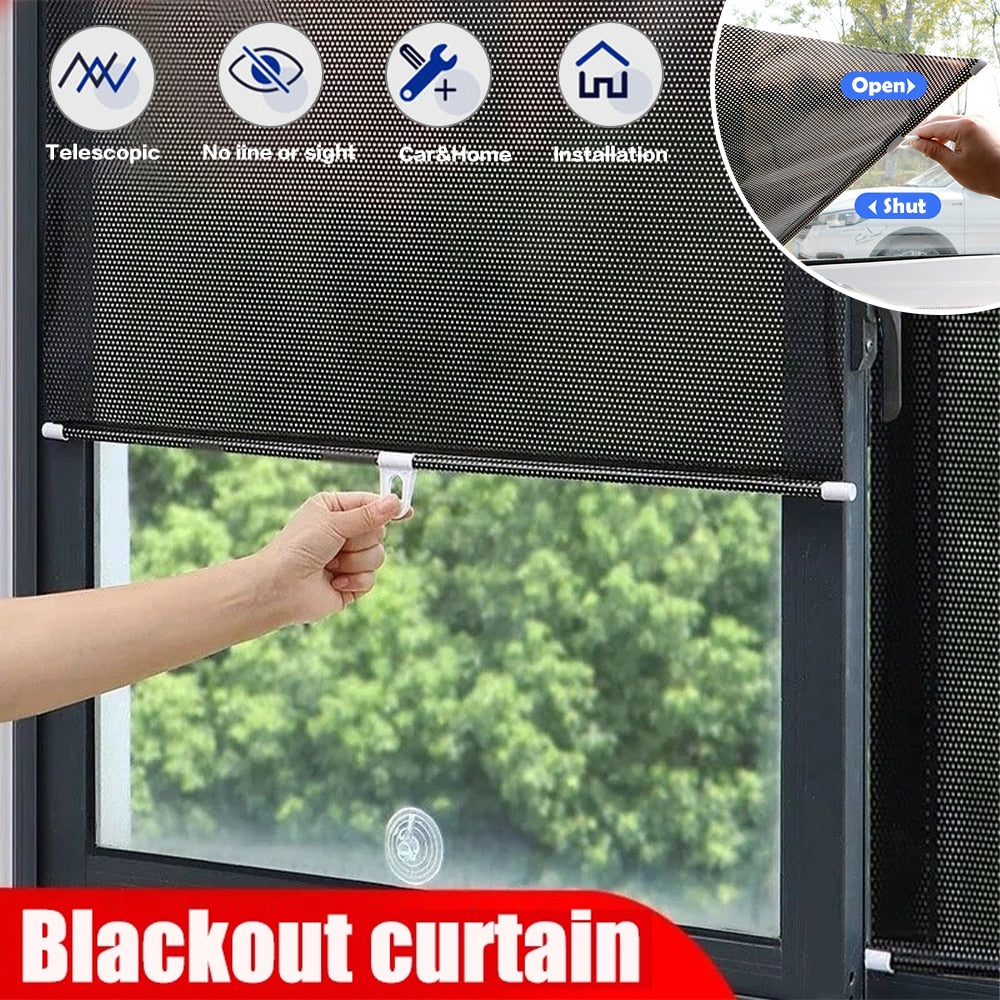 Universal Roller Blinds Suction Cup Sunshade Blackout Curtain Car Bedroom Kitchen Office Windows Sun-shading Nail-free Sun Blind