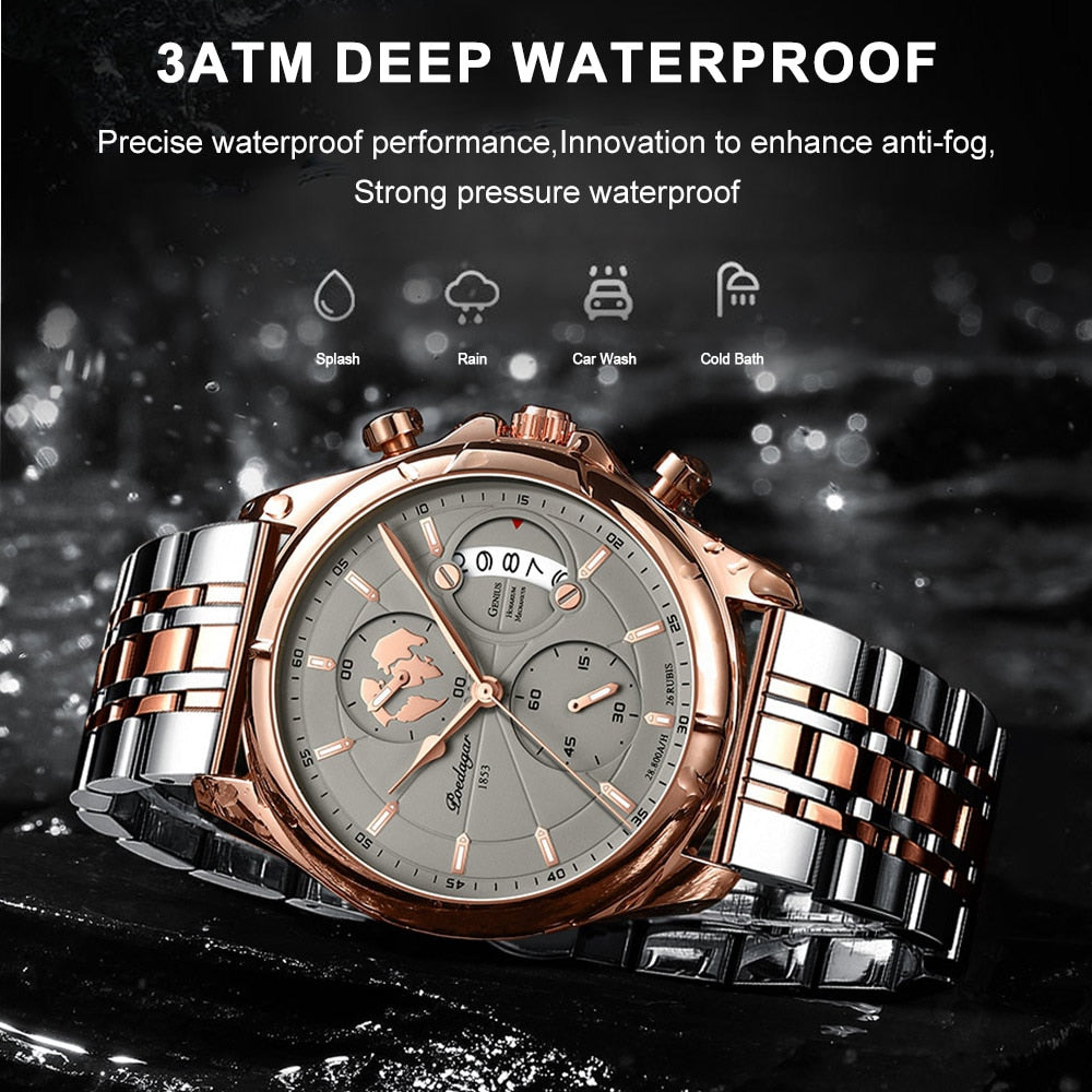 POEDAGAR Top Luxury Brand Casual Men Watch Chronograph Waterproof Date Full Steel Quartz Men's Watch Business Relogio Masculino