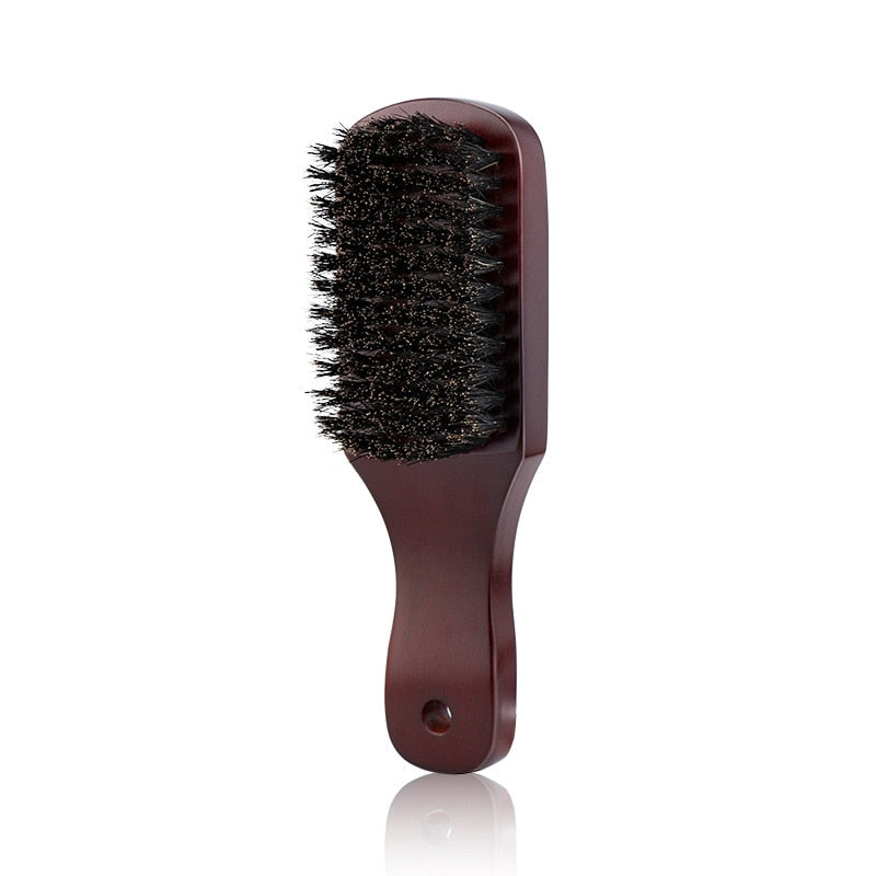 Wood Handle Boar Bristle Cleaning Brush Hairdressing Men Beard Brush Anti Static Barber Hair Styling Comb Shaving Tools