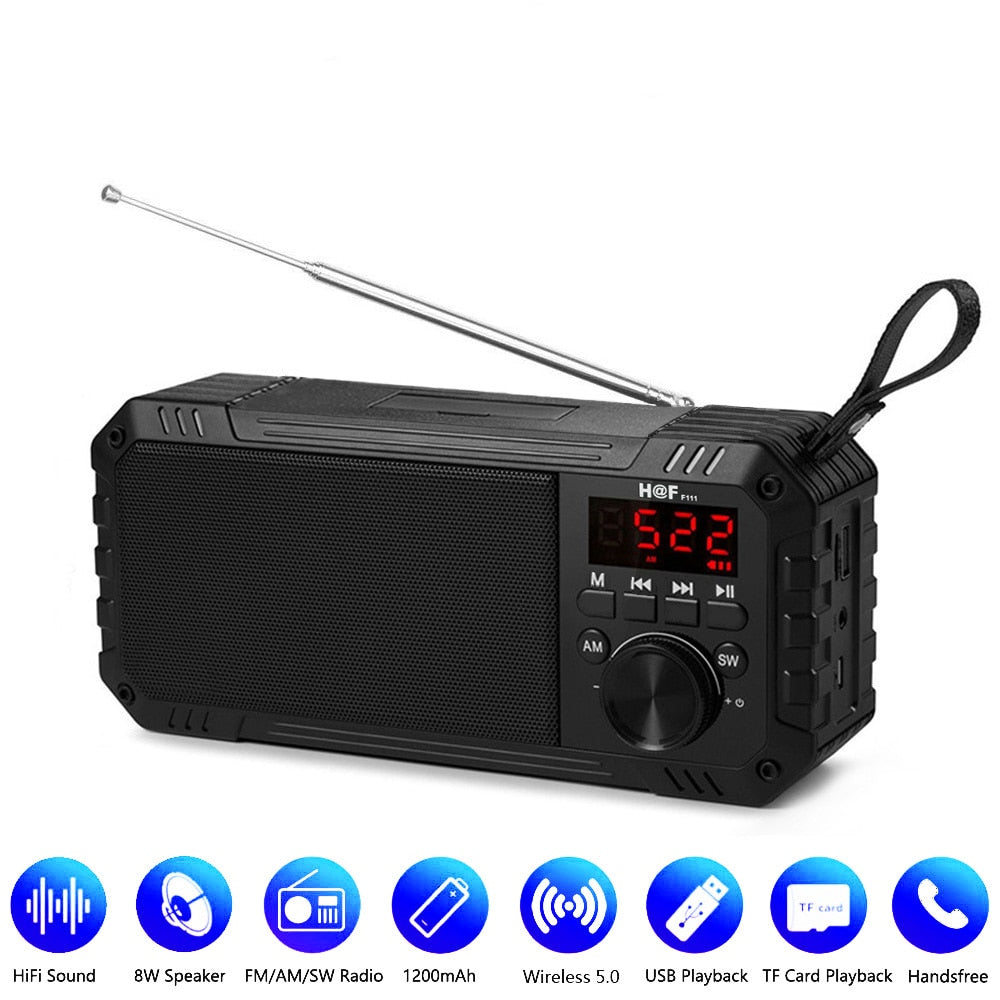 Radio Receiver Bluetooth-compatible Speaker Column Bass Subwoofer TF  Portable Radio FM AM SW