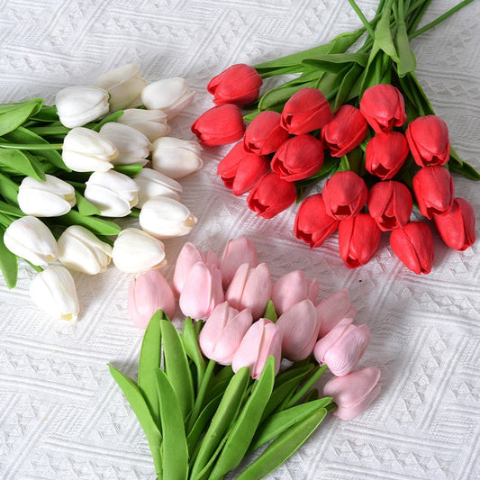 6Pcs PE foam Fake Flower For Wedding Ceremony Decor Home Garden Bouquet Decor 35 cm Tulip Flower Artificial Tulip Bouquet