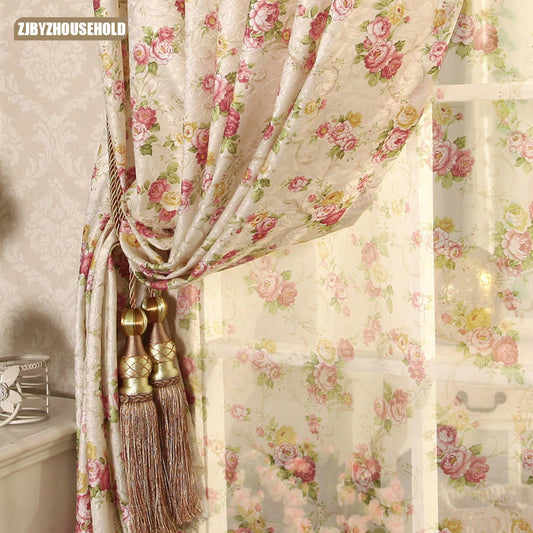 Cretonne Recommended New Flower Curtains Living Bedroom Korean Garden marriage room in Small Girl