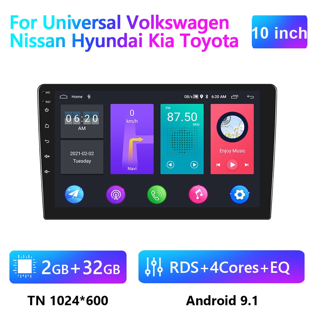 Podofo 2 din Android Car Multimedia Player 2din autoradio Navigation For Volkswagen Nissan Hyundai Kia Toyota Skoda Universal