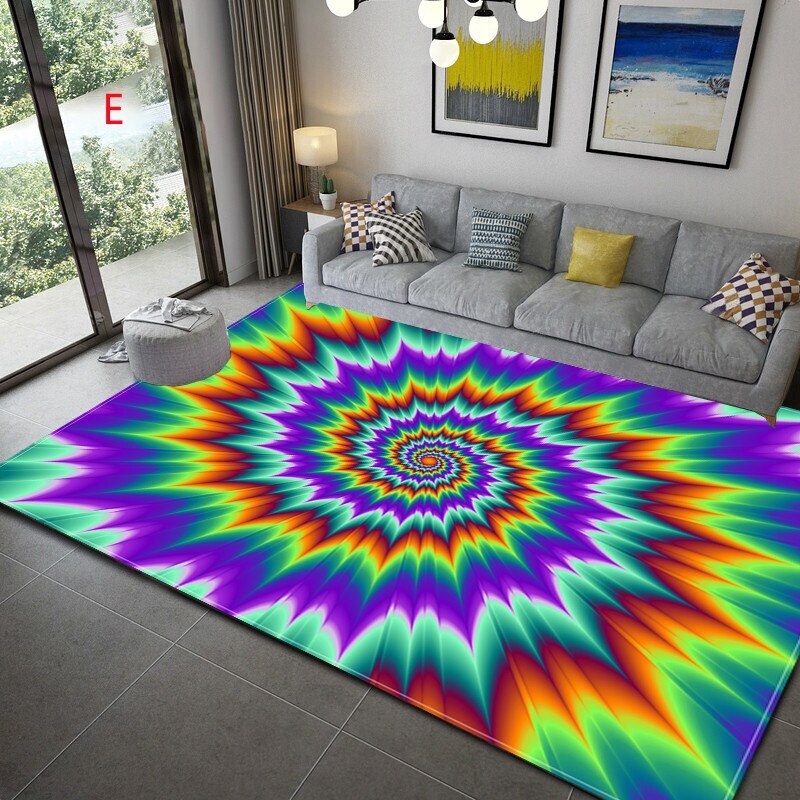 wangart 3D Vortex Illusion Carpet Entrance Door Floor Mat Abstract Geometric Optical Doormat Non-slip Floor Mat Living Room