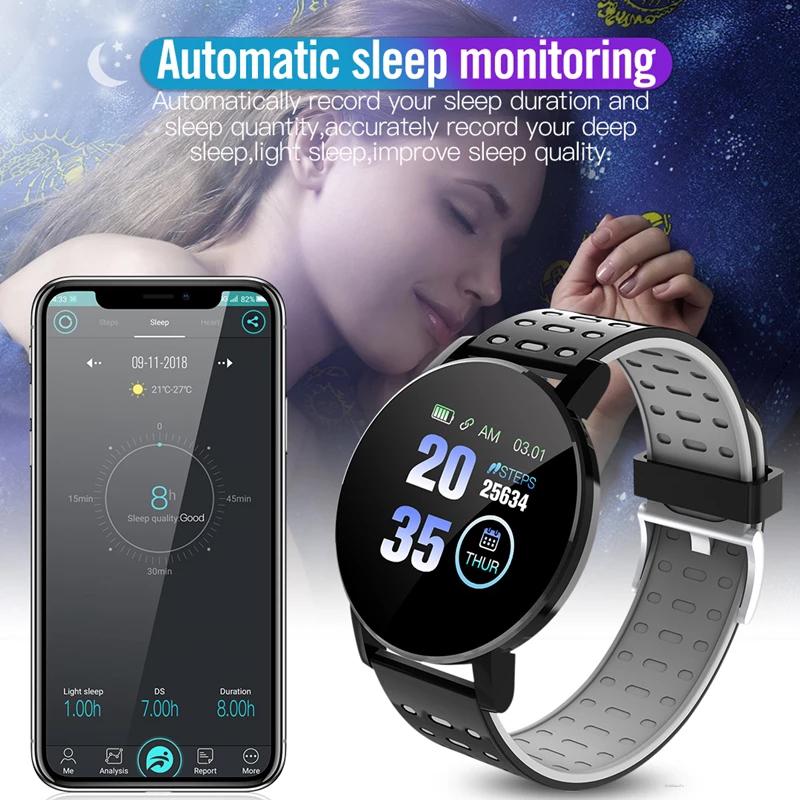 Twitch Smart Watch Men Women Heart Rate Blood Pressure Monitoring Fitness Sport racker Bluetooth Play Music Call 119 Smart Watch