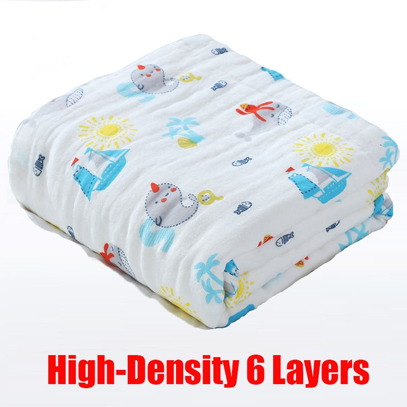 Baby Bath Towel Boy Girl 100% Cotton Baby Towel Blanket For Newborn Baby Bathrobe 6 Layers Gauze Washcloth Infant Swaddle