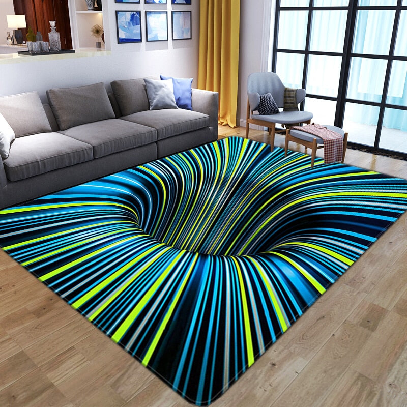 wangart 3D Vortex Illusion Carpet Entrance Door Floor Mat Abstract Geometric Optical Doormat Non-slip Floor Mat Living Room