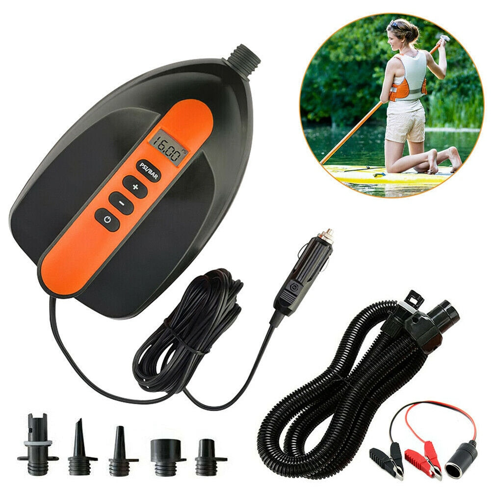 Electric Air Pump For Inflatable SUP Boat 12V 16/20 PSI Intelligent Inflatable Pump Dual Stage For Outdoor Paddle Board