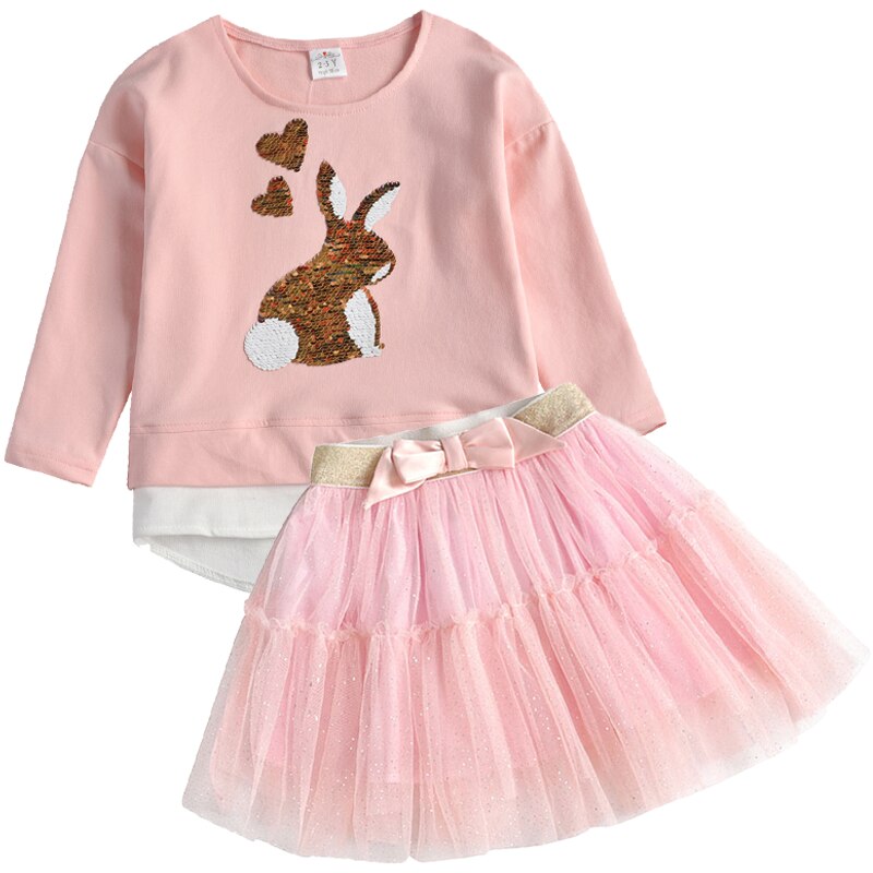 VIKITA Girls Clothing Sets 2 Pcs Autumn Winter Kids Star  Children Clothing Outfits  T-Shirts Sweatshirts And Tutu Skirt Casual