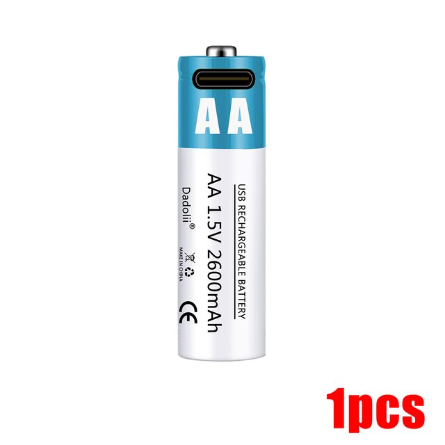 USB rechargeable lithium ion battery 1.5V AA battery 2600mAh remote control, mouse, small fan, toy battery+cable