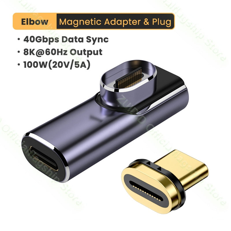 USB4.0 Thunderbolt3 Magnetic Adapter USB C To Type C 40Gbps 100W Fast Charging Magnet Converter Cable 8K@60Hz USB Type C Adapter