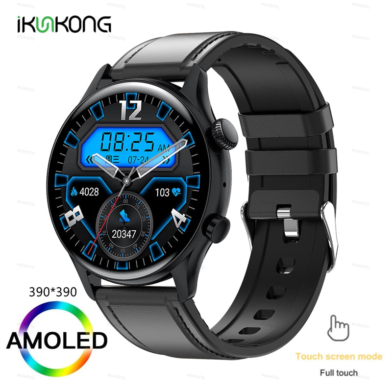 2022 New Smartwatch Mens 1.36 inch AMOLED 390*390 Screen Support Always On Display Smart Watch IP68 Waterproof For Huawei Xiaomi