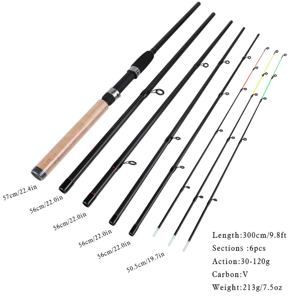 Sougayilang L M H Power Feeder Fishing Rod Spinning /6 Sections Carbon Fiber Travel Rod 3.0M 3.3M 3.6M With Free Spare Tip