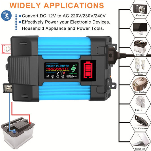 Transformer Converter Battery Capacity Display Car Conversion Inverter Multiple Protection for Car Household Electric Appliances