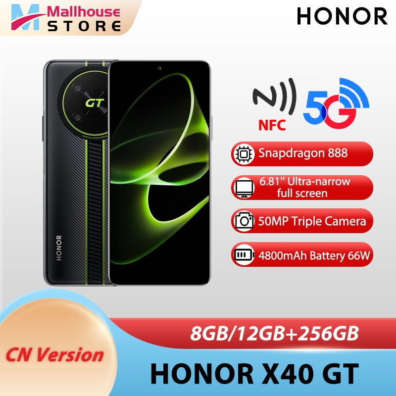 Honor X40 GT Smartphone Snapdragon 888 smartphone 144Hz flash esports screen 66W super fast charge Celltphone