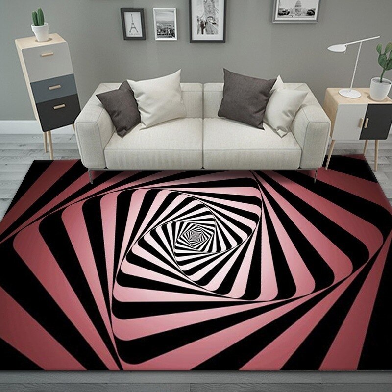 wangart 3D Vortex Illusion Carpet Entrance Door Floor Mat Abstract Geometric Optical Doormat Non-slip Floor Mat Living Room