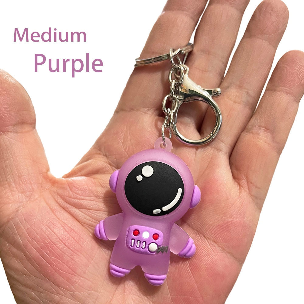 Creative Cute Cartoon Soft Glue Astronaut key ring Spaceman Car Key Chain Couple Backpack Pendant Gift DIY Keychain Accessories