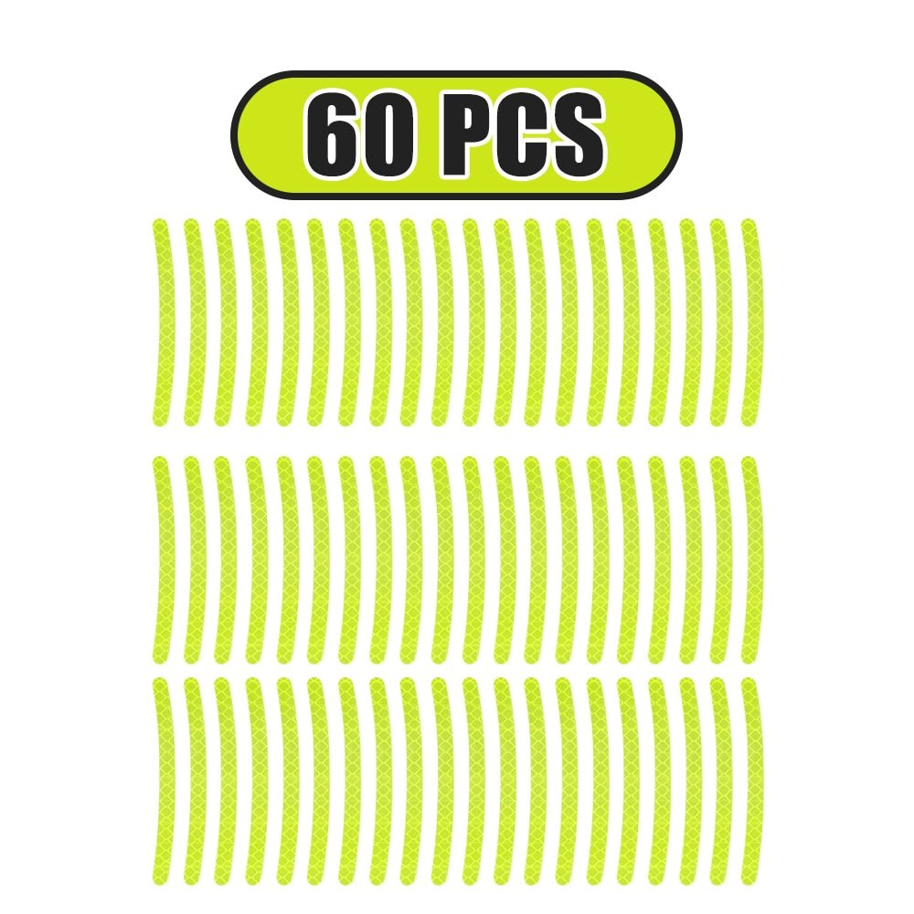 20/40/60Pcs Car Wheel Hub Sticker High Reflective Stripe Tape for Motorcycle Car Night Driving Safety Luminous Universal Sticker