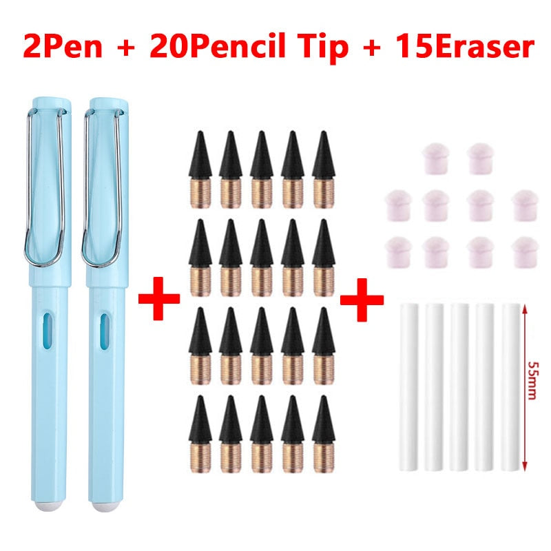 37/53PCS/Set Eternal Pencil Double Eraser  Pencils Art Sketch Painting Design Tools School Supplies School Stationery Gifts