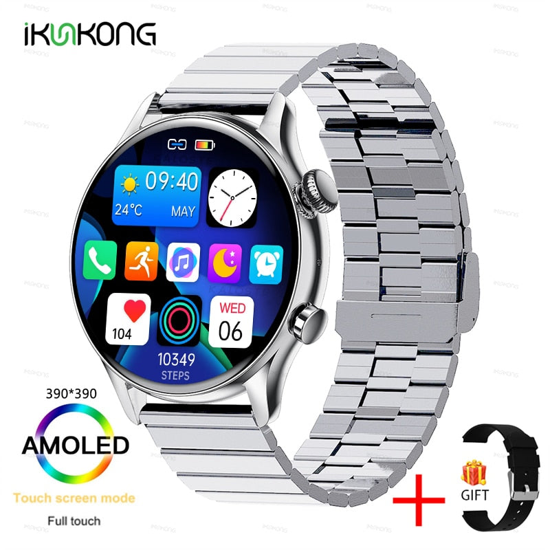 2022 New Smartwatch Mens 1.36 inch AMOLED 390*390 Screen Support Always On Display Smart Watch IP68 Waterproof For Huawei Xiaomi